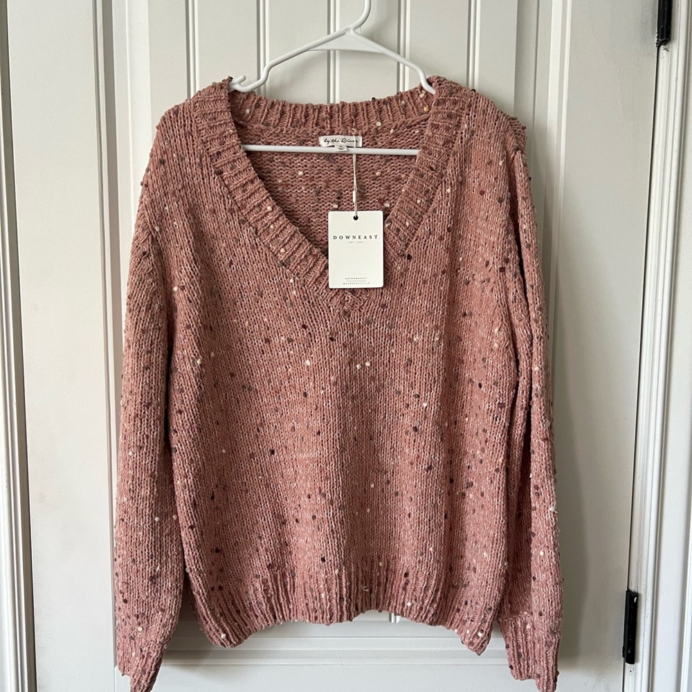 By the river confetti sweater. Size M. New w/tags! Mauve with confetti yarn.